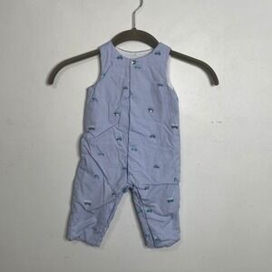Jacadi Paris Baby Boy Blue‎ Car Print Quilted Overalls Romper 6M 67cm